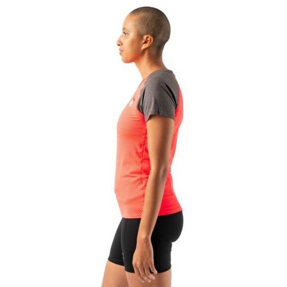 RABBIT Women’s Fiery Coral & Gray Raglan Short Sleeve EZ Tee Perf Top Size Small - Picture 3 of 9